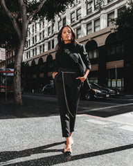 Classic Business Pocketed Chain Belt Trousers - Black