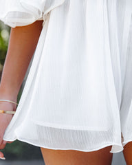 Definitely Demure Off The Shoulder Chiffon Romper - White