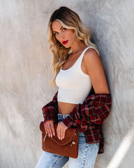 Energy Ribbed Knit Crop Tank - Vanilla