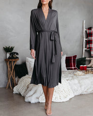 Festive Chill Kimono Robe - Charcoal