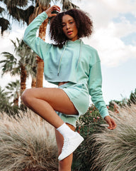 Jentry Washed Cotton Pocketed Cutoff Shorts - Blue