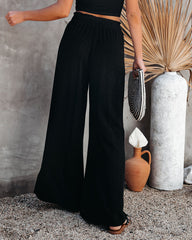 Lively Linen Blend Smocked Pants - Black