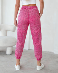Lola Cotton Pocketed Eyelet Joggers - Hot Pink