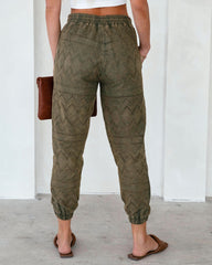 Lola Cotton Pocketed Eyelet Joggers - Olive