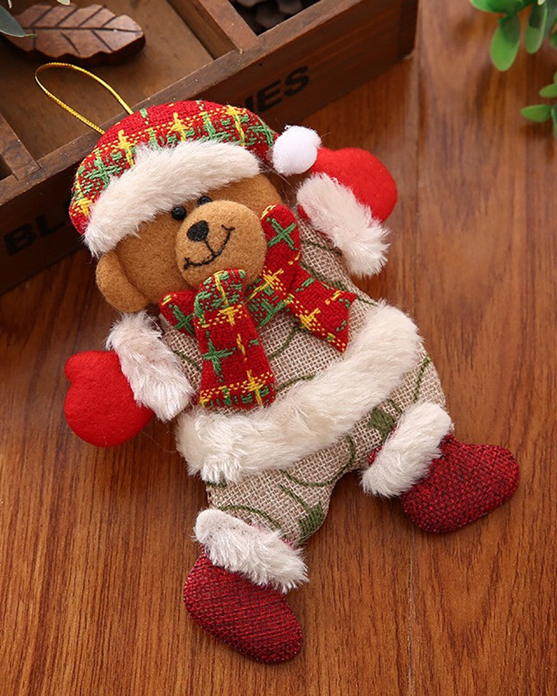 Christmas Tree Hanging Doll Santa Claus Ornament Snowman Elk New Years Party Toy Decoration