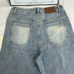Vintage-Styled Cat Whisker Denim Shorts