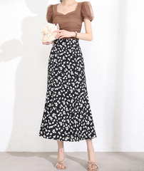 Jossy Floral Satin Midi Skirt