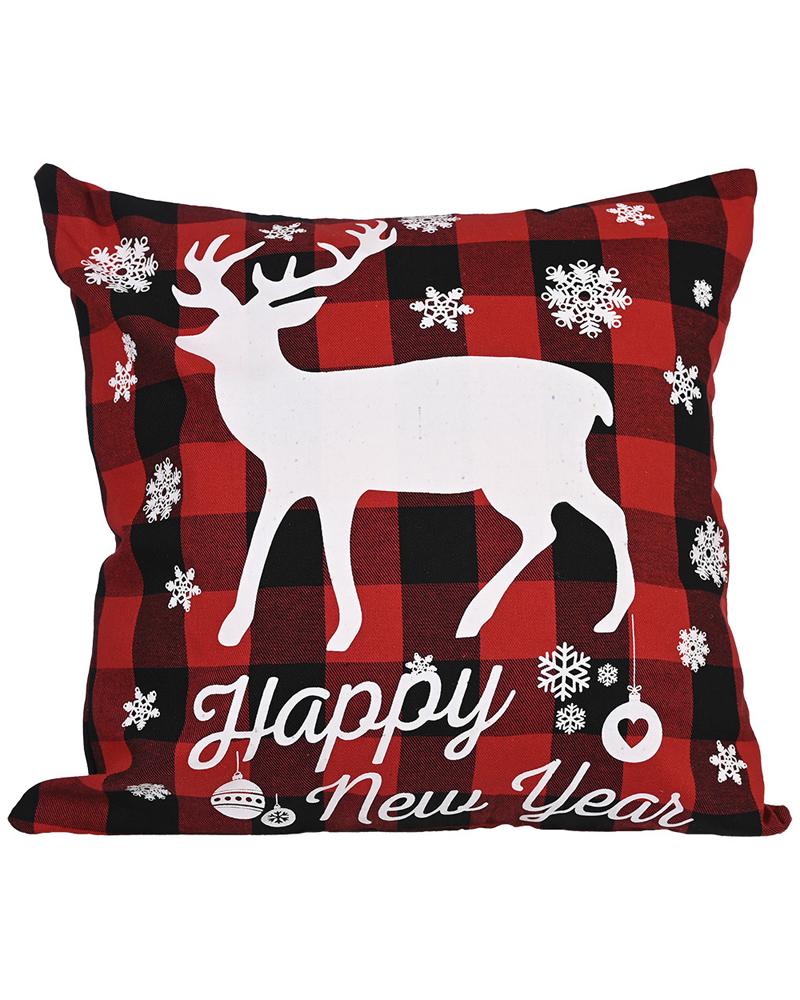 1pc Christmas Plaid Pillow Cover 18x18inch Farmhouse Pillow Cover Holiday Rustic Linen Pillow Case Sofa Couch Throw Christmas Decoration