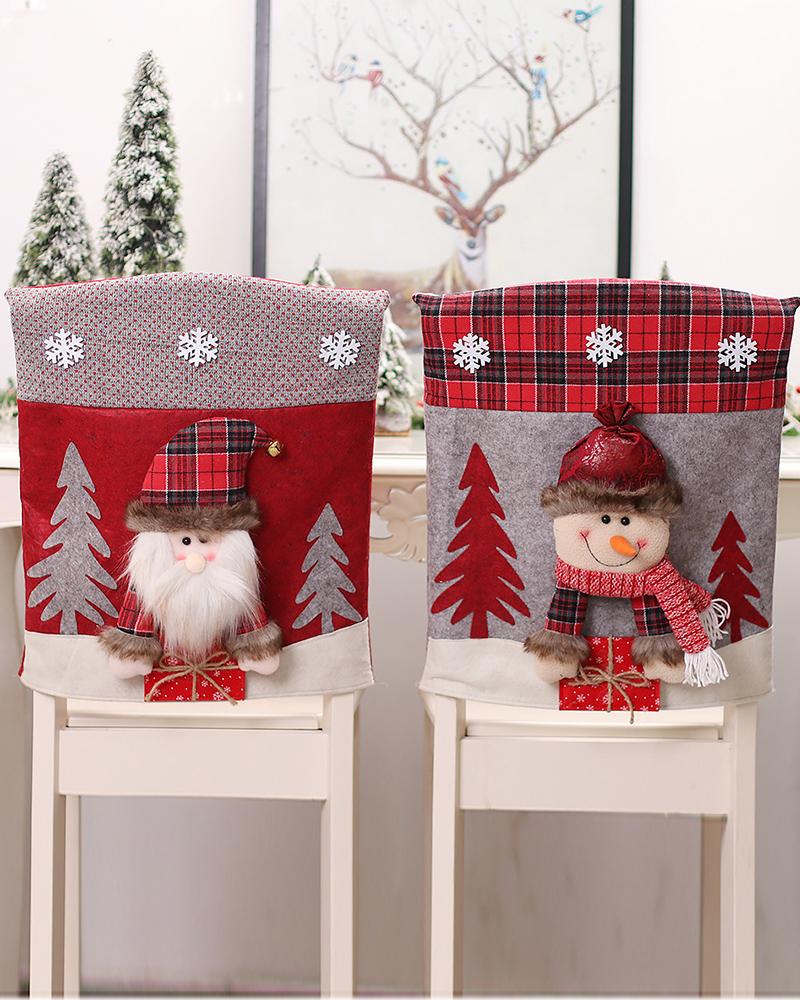 Christmas Dining Chair Slipcovers Cartoon Character Chair Seat Back Covers Protector Holidays Home Party Decorations