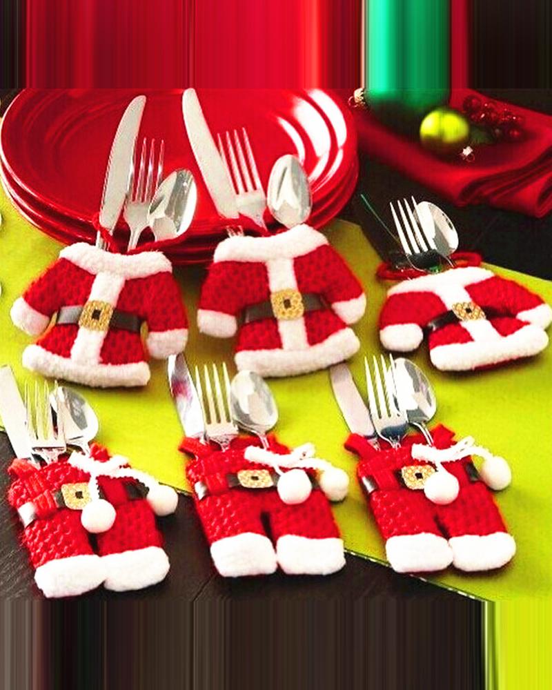 Christmas Silverware Holders Tableware Cutlery Fork Spoon Knives Storage Bag Dinner Table Decorations Party Supplies