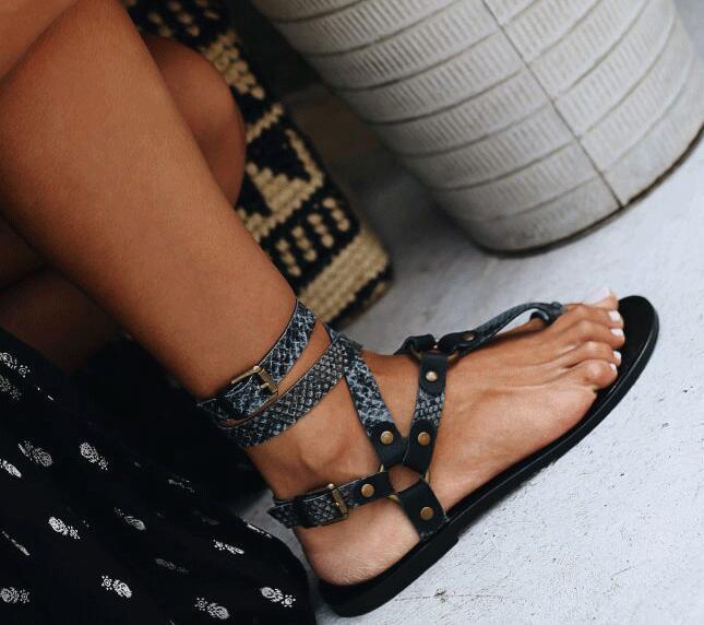 Crisscross Strap Flat Slip-On Sandals