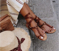 Crisscross Strap Flat Slip-On Sandals