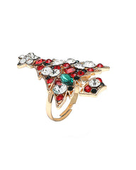 1pc Christmas Tree Shaped Rhinestone Ring