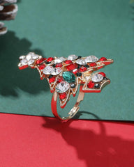 1pc Christmas Tree Shaped Rhinestone Ring