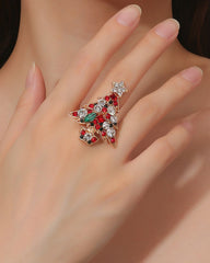 1pc Christmas Tree Shaped Rhinestone Ring