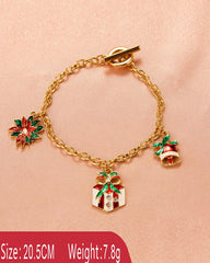 Christmas Gift / Bell / Floral Pattern Chain Bracelet