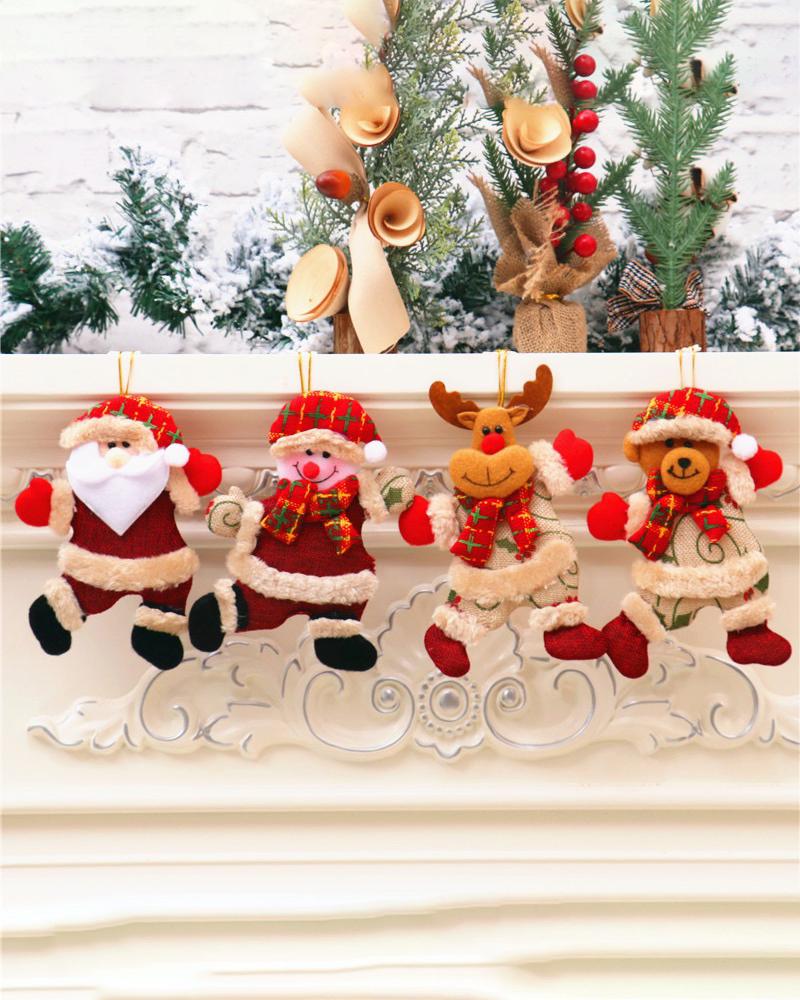 Christmas Tree Hanging Doll Santa Claus Ornament Snowman Elk New Years Party Toy Decoration