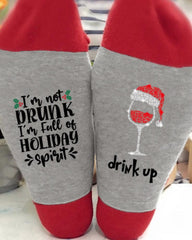 1Pair Christmas Wine Glass Letter Print Socks