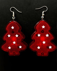 1Pair Christmas Tree Shaped Rhinestone Sequin Drop Earrings