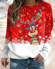 Christmas Graphic Elk Print Long Sleeve Sweatshirt