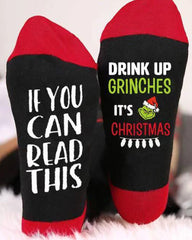 Christmas Letter Cartoon Print Colorblock Socks