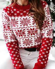 Christmas Snowflake Print Long Sleeve Ugly Sweater