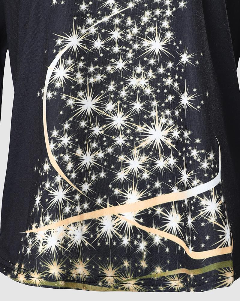 Christmas Tree Print Long Sleeve Top