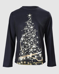 Christmas Tree Print Long Sleeve Top