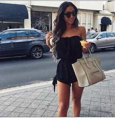 Throwback Strapless Terry Cloth Romper - Black