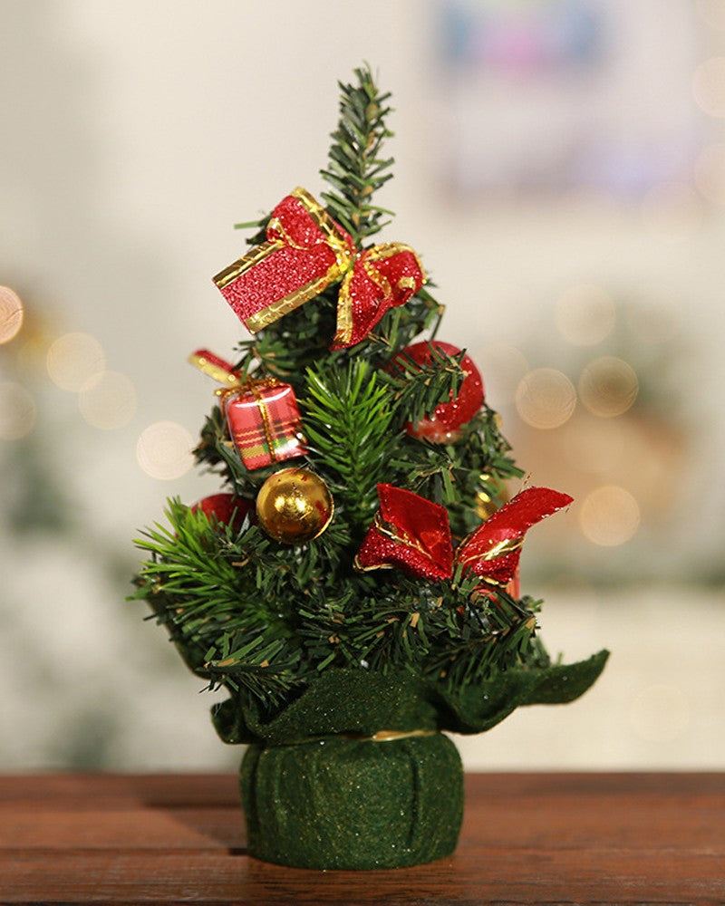 1 mini árbol de Navidad de mesa con bola de Navidad, adorno para mesa.