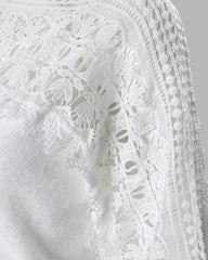 Guipure Lace Lantern Sleeve Knit Sweater