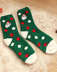 6Pairs Christmas Cartoon Graphic Fuzzy Thermal Socks Set