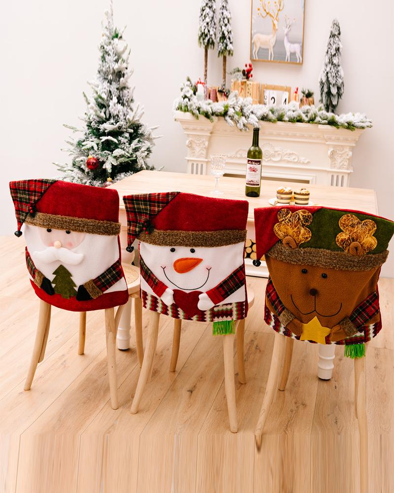 1pc Christmas Dining Chair Cover Dinner Chair Slipcover Christmas Chair Seat Back Cover Protector Holidays Home Party Decoration