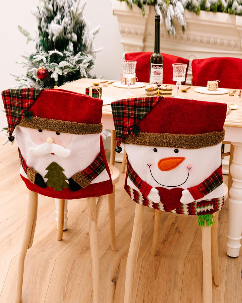 1pc Christmas Dining Chair Cover Dinner Chair Slipcover Christmas Chair Seat Back Cover Protector Holidays Home Party Decoration