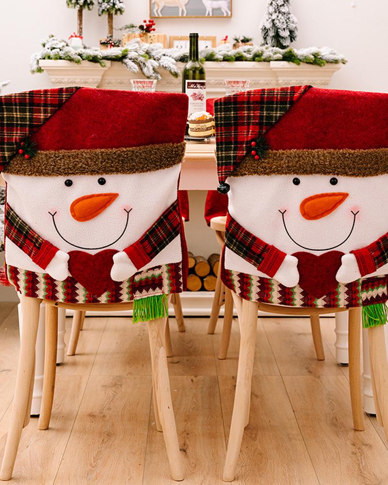 1pc Christmas Dining Chair Cover Dinner Chair Slipcover Christmas Chair Seat Back Cover Protector Holidays Home Party Decoration