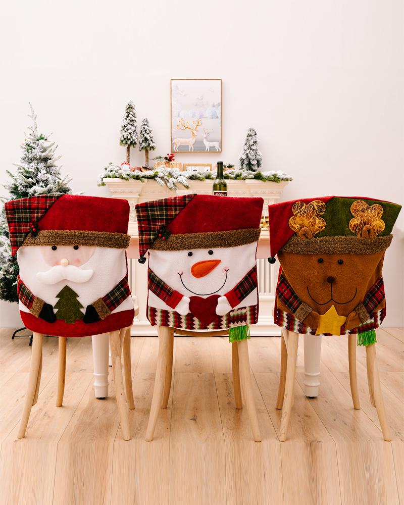 1pc Christmas Dining Chair Cover Dinner Chair Slipcover Christmas Chair Seat Back Cover Protector Holidays Home Party Decoration