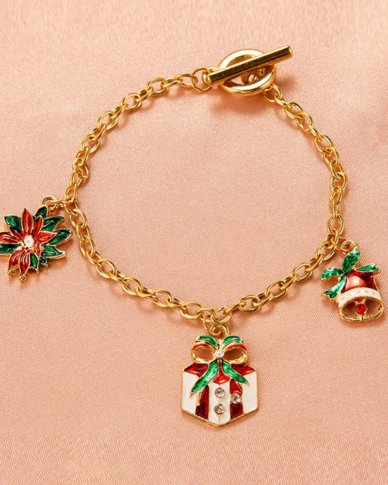 Christmas Gift / Bell / Floral Pattern Chain Bracelet