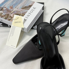 Round-Toe Low-Cut One-Strap High-Heeled Shoes