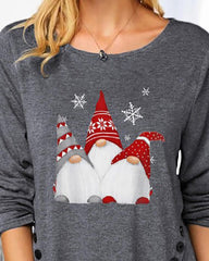 Weihnachts-Sweatshirt mit langärmeligem, lässigem Weihnachtsmann-Print