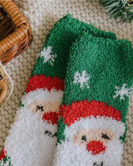 1Pair Christmas Santa Claus Elk Pattern Fluffy Socks