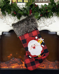 Christmas Pattern Fluffy Stocking Decor