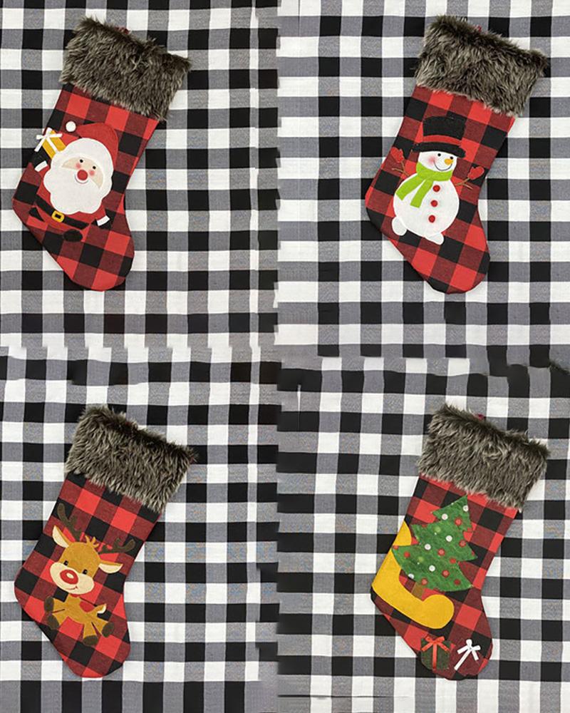 Christmas Pattern Fluffy Stocking Decor