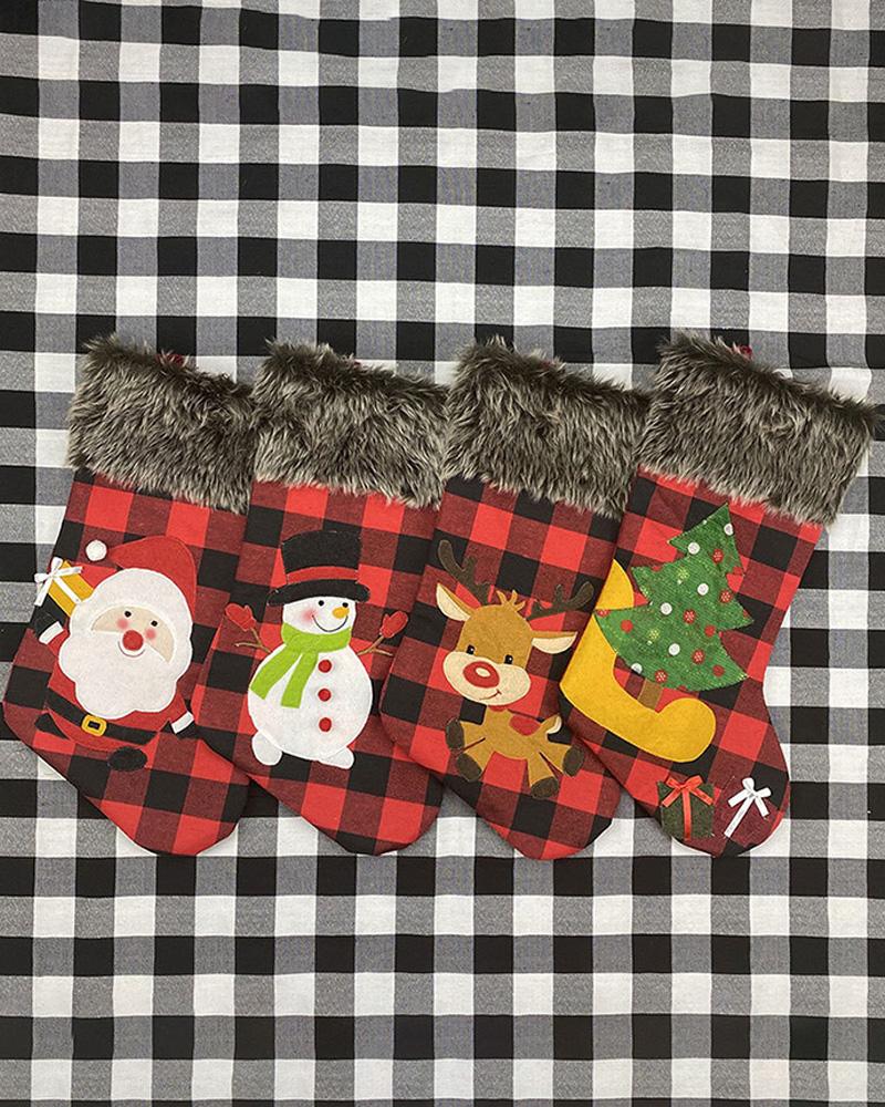 Christmas Pattern Fluffy Stocking Decor