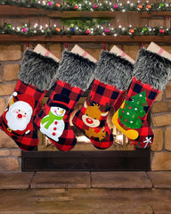 Christmas Pattern Fluffy Stocking Decor