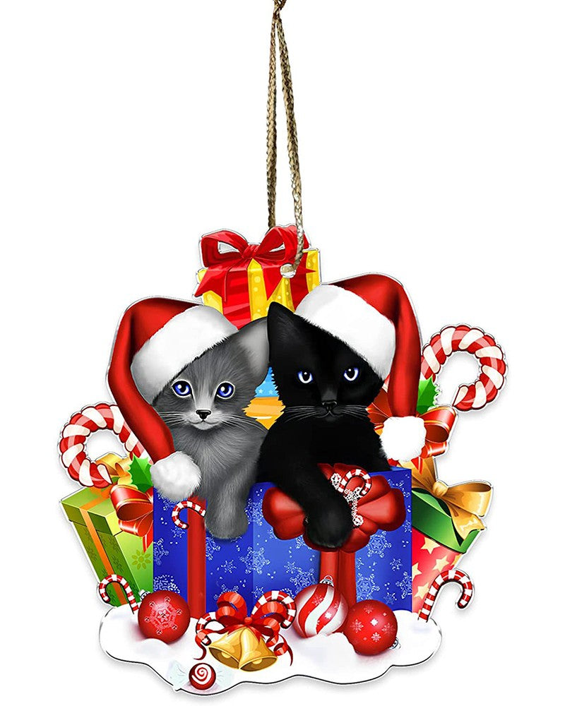 1pc Adorable Screaming Cat Acrylic Christmas Tree Ornaments Xmas Hanging Decoration