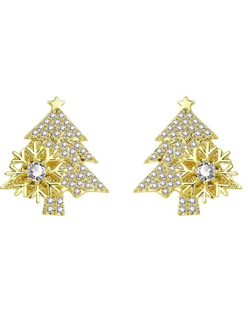 1Pair Rhinestone Christmas Tree Shaped Earrings