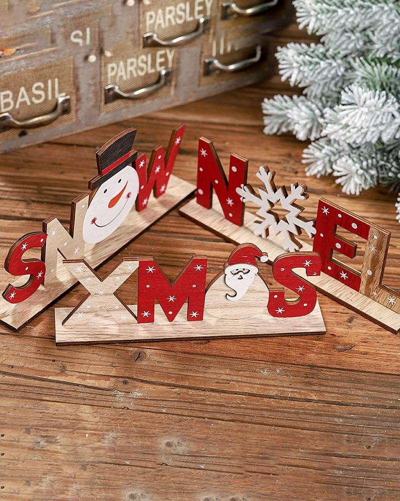 Christmas Home Decoration Table Fireplace Window Tree Decorative Ornament Wooden Letter Crafts