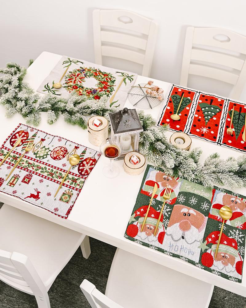 1pc Christmas Placemat Table Mat Seasonal Winter Holiday Christmas Party Kitchen Dining Decorations