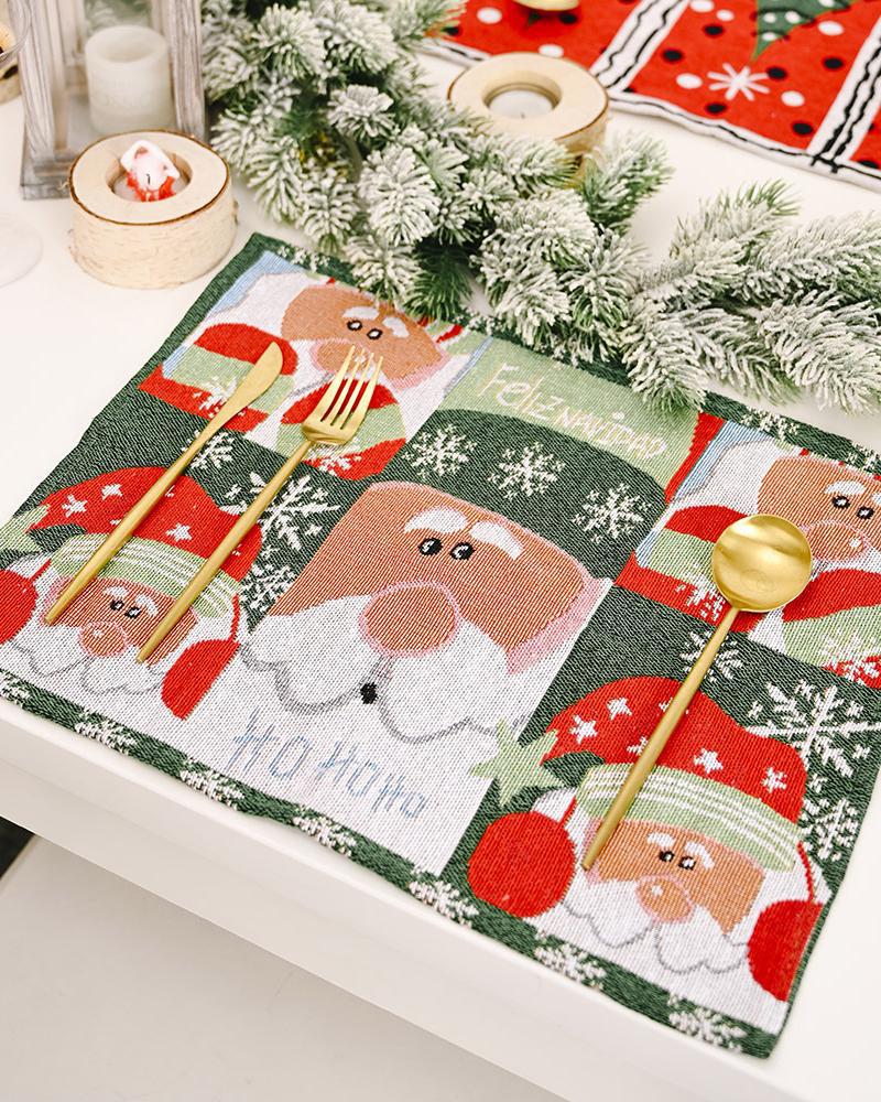 1 mantel individual navideño para mesa, ideal para fiestas de invierno, cocinas y comedores.