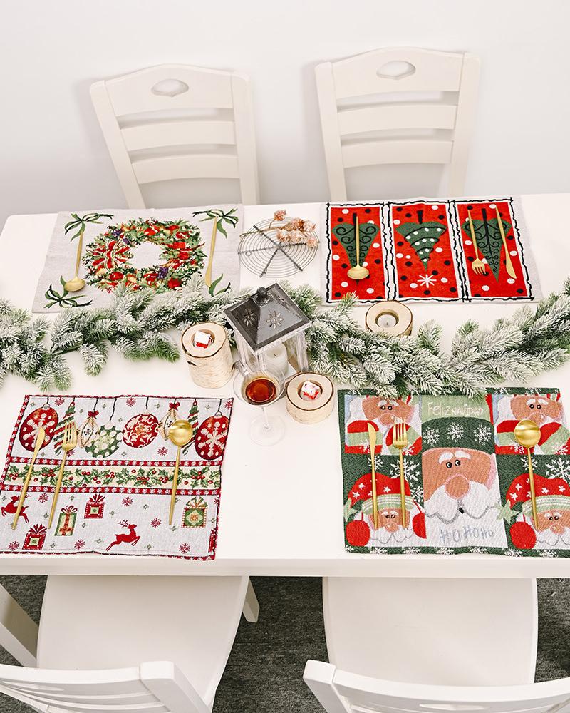 1pc Christmas Placemat Table Mat Seasonal Winter Holiday Christmas Party Kitchen Dining Decorations